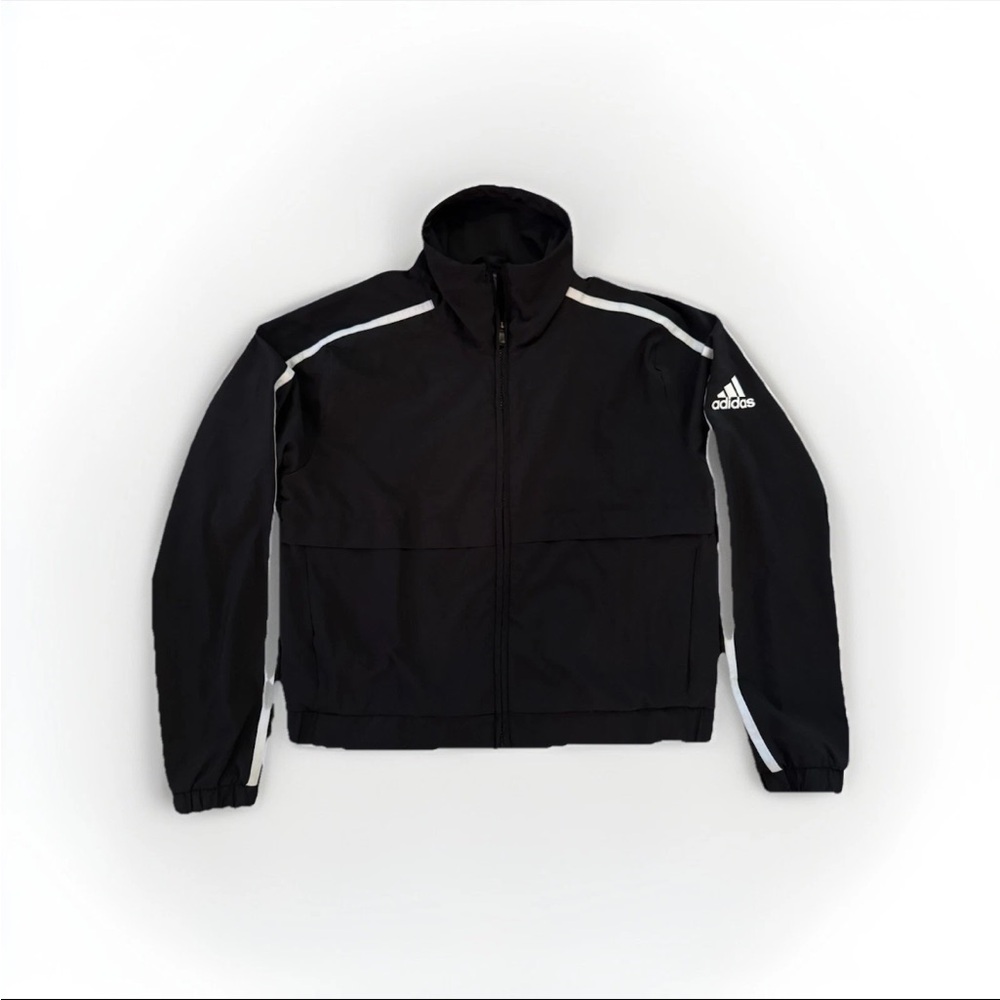 Adidas Black Zip-Up Hoodie Men's/ Women's S - 100% Polyester - Small White Stain